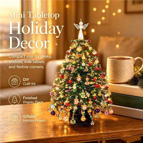 Kit de Enfeites de Natal com Miçangas para Topo de Árvore de Natal 01 Verde 2