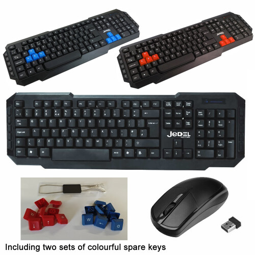 Black 2.4ghz Wireless Gaming Keyboard and Mouse Set Combo for PC Laptop UK 1