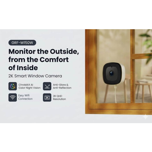 Smart Window Security Camera WiFi CCTV 3MP Night Vision Indoor Two Way Audio UK 1