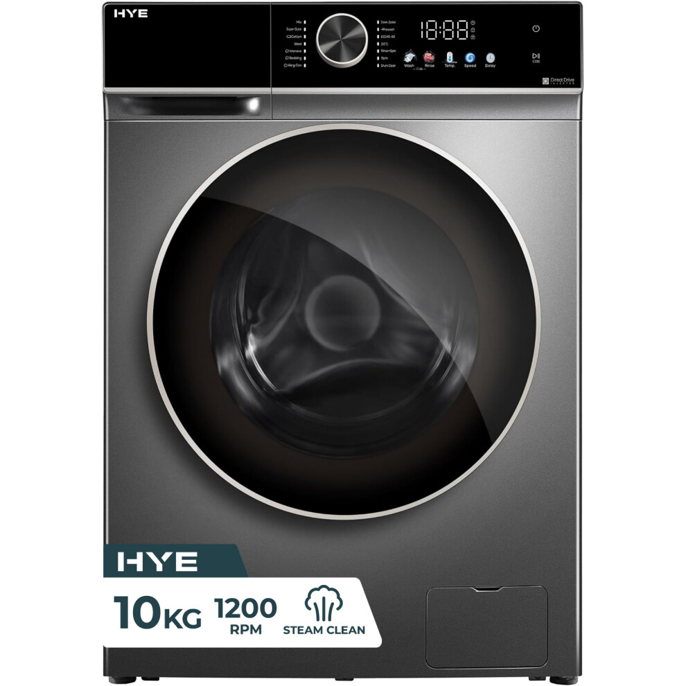 Hye Dark Silver 10Kg Freestanding Washing Machine 1200Rpm, Silver - W0110jt12ds07 - Image 2