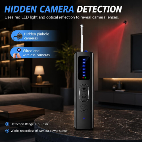 Hidden Camera Detector, RF Bug & GPS Tracker Detector, Anti-Spy Scanner 2