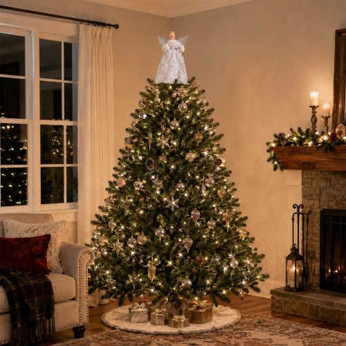 45cm Large White Christmas Angel with SIlver Wings Tree Topper 1
