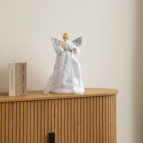 45cm Large White Christmas Angel with SIlver Wings Tree Topper 2