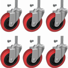 Pack de ruedas para minicarretilla de 2,5 pulgadas, ruedas giratorias de alta resistencia con vástago roscado M10_Regalo sorpresa