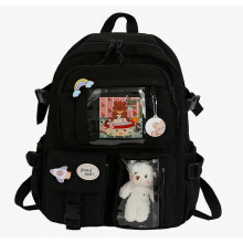 Mochila Kawaii de gran capacidad con lindos accesorios de oso, mochila escolar con múltiples bolsillos, mochila escolar japonesa compatible con adole
