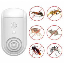 Ultrasone ongedierteverjager met nachtlampje, elektronische stekker, geschikt voor binnengebruik, muizenverjager, knaagdieren, ratten, insecten, kakk