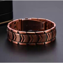 Bracciale magnetico da uomo in rame, magnete regolabile da 3500 Gauss con strumento di misurazione, regalo resistente e alla moda, ideale per complea