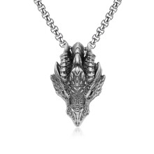 Silver Dragon Vintage Hip Hop Necklace Pendant Men’s Fashion Sweater Chain Jewelry