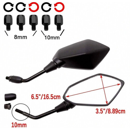 2 Compatiblemotorcycle mirrors with 7/8" handlebar ends and 10/8mm bolts_Surprise Gift 1