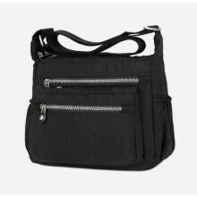 Dámska ležérna crossbody kabelka cez rameno, vodotesná, kompatibilná s telefónom a slúchadlami, čierna, 26x10x22cm, 1 ks_Prekvapivý darček