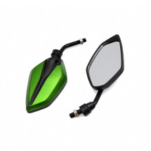 Par de espejos retrovisores laterales ajustables poligonales verdes y negros compatibles con scooters y motocicletas_Regalo sorpresa