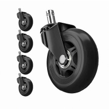 Ruedas giratorias para silla de oficina de 7,6 cm (3 pulgadas), juego de 5, compatibles con suelos de madera, ruedan suavemente y silenciosamente. Re