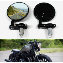 Espejo retrovisor redondo para motocicleta, 7/8" (22 mm), espejos de extremo de manillar para motocicleta, espejos laterales negros, regalo sorpresa