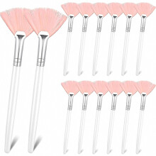 14 Pieces Fan Brushes Facial Applicator Brush Soft Fan Brushes Acid Applicator Brush Cosmetic Makeup Applicator Tools Compatible Mud Cream (pink)_Sur