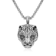 Vintage Tiger Head Pendant Necklace Men’s Long Sweater Chain Fierce Amulet Jewelry