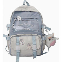 Mochila Kawaii con pin Kawaii y accesorios. Mochila Kawaii linda, compatible con la escuela. Mochila Kawaii para niña linda (azul)_Regalo sorpresa.