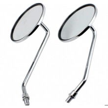 Rearview mirror - 1 pair of 8mm round chrome silver motorcycle mirrors. Left and right mirrors._Surprise Gift