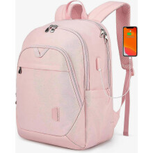 Zaino da viaggio per laptop da donna, zaino antifurto per laptop da 15,6 pollici con porta di ricarica USB, resistente all'acqua, zaino casual da gio