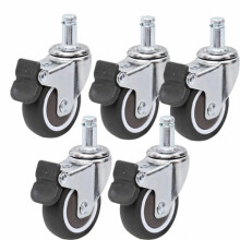 Ruedas giratorias de goma silenciosas de 1.5 pulgadas para silla de oficina con freno, juego de 5 ruedas giratorias compatibles_Regalo sorpresa