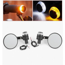 2pcs Exterior Mirrors, Round 7/8" 22mm Handlebar End Mirrors with CompatibleLED Turn Signal Compatible Motorcycle_Surprise Gift
