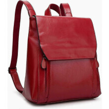 Sac à dos en cuir pour femme, imperméable, fermeture magnétique, idéal pour l'école et le collège, rouge bordeaux - Cadeau surprise