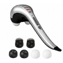 Handheld nek- en rugmassageapparaat met diepe weefselpercussie, geschikt voor schouders, benen, voeten en spieren. Elektrische massager met dubbele k