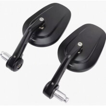 Set of 2 black 7/8" motorcycle bar end mirrors, CNC machined, E-approved, robust and elegant design_Surprise Gift