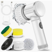 Cepillo eléctrico giratorio con 5 cabezales compatibles. Compatible con bañera, suelo y W_Surprise Gift.