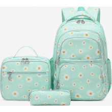 Schulrucksack- und Lunchtaschen-Set mit Gänseblümchenmuster, kompatibel mit Teenagern, Mädchen und Jungen, Reiserucksack – Überraschungsgeschenk
