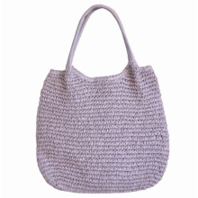 Boheemse rieten schoudertas, ruime geweven strandtas voor dames met handvat, grote shopper voor onder de arm, paars SZRH A-F_Surprise Gift