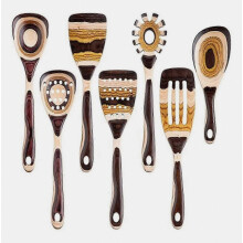 7-teiliges Pakkaholz-Küchenhelfer-Set – Geeignet für alle Küchenarten, Überraschungsgeschenk aus Holz