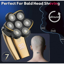 head Shavers Compatible Bald Men, Upgraded Electric Razor With 7 Floating Head, Mens 5 In 1 Grooming Kit, Inductive Touch Switch, Waterproof Recharge