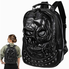 Sac à dos à rivets 3D, compatible avec un usage quotidien, 1 pièce, design tête de mort unique, noir_cadeau surprise