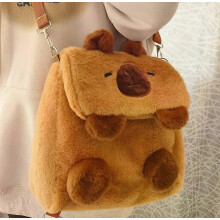 Sac à dos scolaire en fausse fourrure capybara, style décontracté et polyvalent, grande capacité, cadeau surprise.