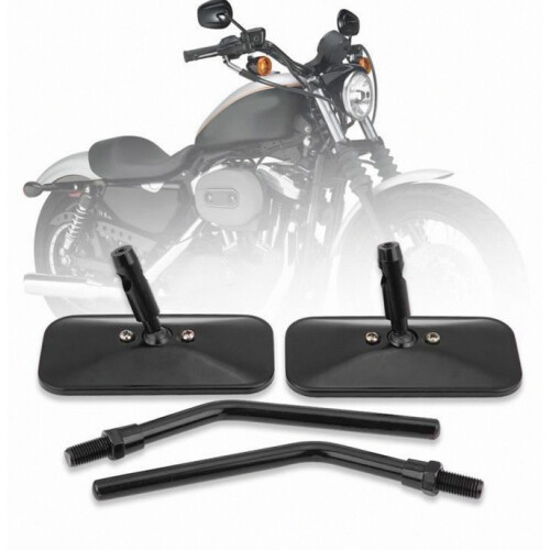 Motorcycle Mirrors 1 Pair of Rectangular Motorcycle Side Mirrors, Black Square Motorcycle Mirrors_Surprise Gift 1