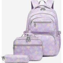 Zaino scolastico per ragazze e ragazzi, zaino 3 in 1 con borsa per il pranzo e astuccio, zaino da giorno di grande capacità, zaino per laptop, zaino