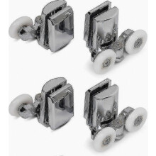 Rodillos para ducha de baño, 2 ruedas superiores, 2 ruedas inferiores, antioxidantes y duraderos_Regalo sorpresa