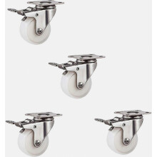 Small Swivel Casters, Furniture Rubber Wheel Compatiblement, Silent/Double Bearing, 4pcs 2in Brake Wheel_Surprise Gift