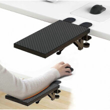 Reposabrazos negros tipo L para escritorio de computadora, compatibles con oficina, soporte resistente para ratón, expansor de escritorio para comput