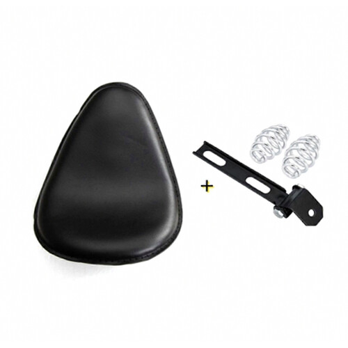Retro Modified Motorcycle Cushion Seat Bag with Spring Leather Black_Surprise Gift 2