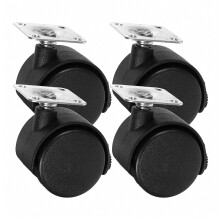 4 ruedas giratorias dobles para muebles con placa de fijación (negras) - Regalo sorpresa
