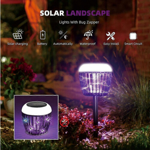 Ηλιακός λαμπτήρας Solar Bug Zapper 3 σε 1, ανθεκτ 1