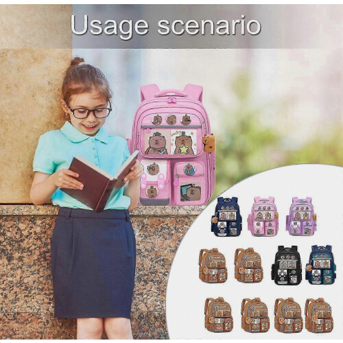 Cartoon Capybara School Backpack, Lightweight Large Capacity Daypack Compatible Elementary Students_Surprise Gift 1