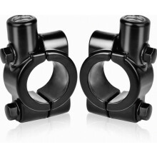 Set of 2 motorcycle mirror brackets Compatible 22mm handlebars - Compatible 10mm side mirrors, aluminum (black)_Surprise Gift