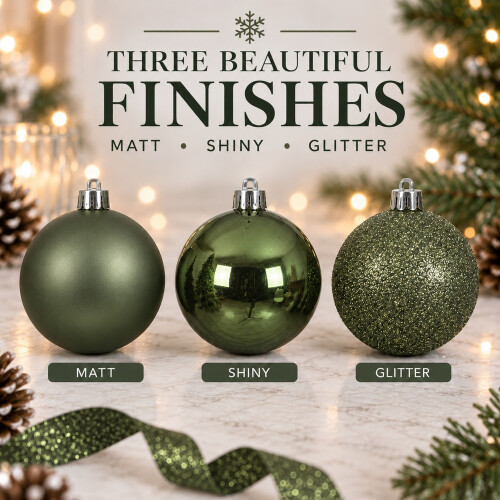 30 Rosemary Green Baubles Shatterproof Christmas 1