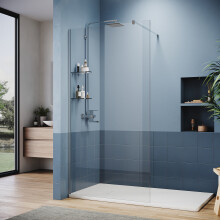 (1100x1850mm) ELEGANT 700mm Walk In Shower Screen, 6mm Tempered Safety Glass, Wet Room Shower Enclosure with Two 8mm Glass Shelves