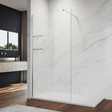 (700*1900mm) ELEGANT Frameless Walk-In Shower Enclosure with 8mm Glass and Dual Shelves Silver