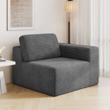 Corduroy Modular Sofa | Cloud-style Sectional Sofa Right Seat Fluffy Memory Foam Cushions