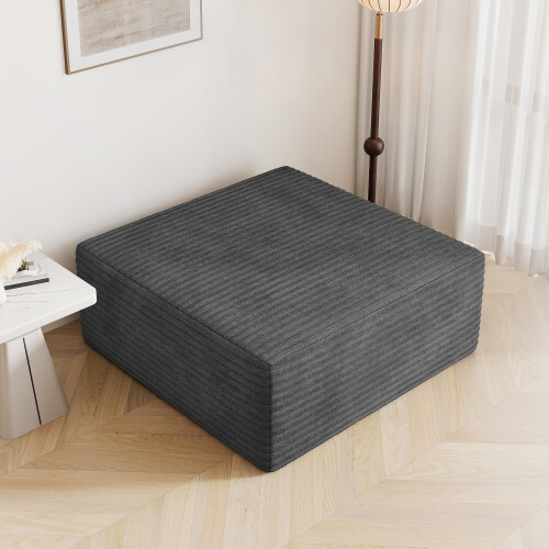 Corduroy Modular Sofa | Cloud-style Sectional Sofa Fluffy Memory Foam Cushions Footstool Only