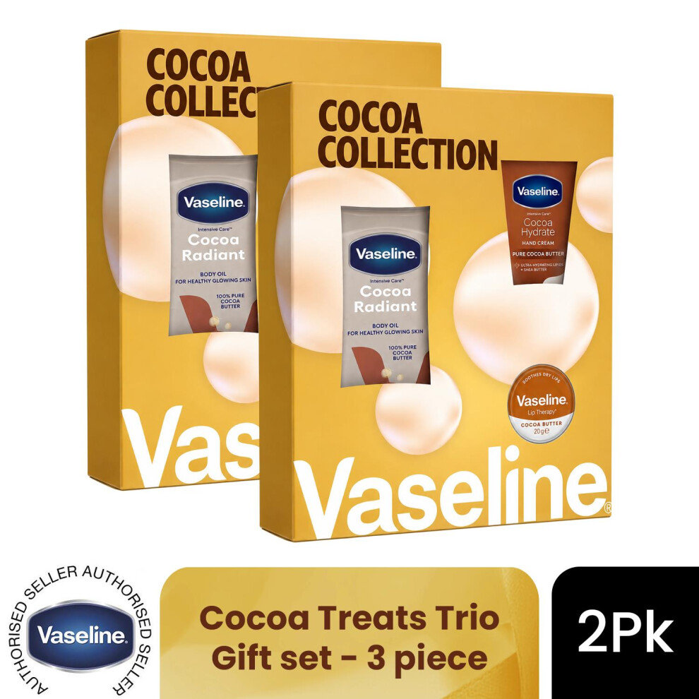 Vaseline (Pack Of 2) Cocoa Treats Trio Gift Set 3 Piece, Choose Your Pack Size 1,2,3 Or 4